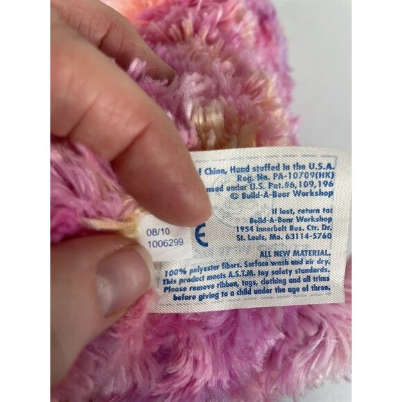 Build a Bear Endless Hugs Plush Bear 16 in Orange Sherbet Pink Heart Nose - Picture 9 of 12